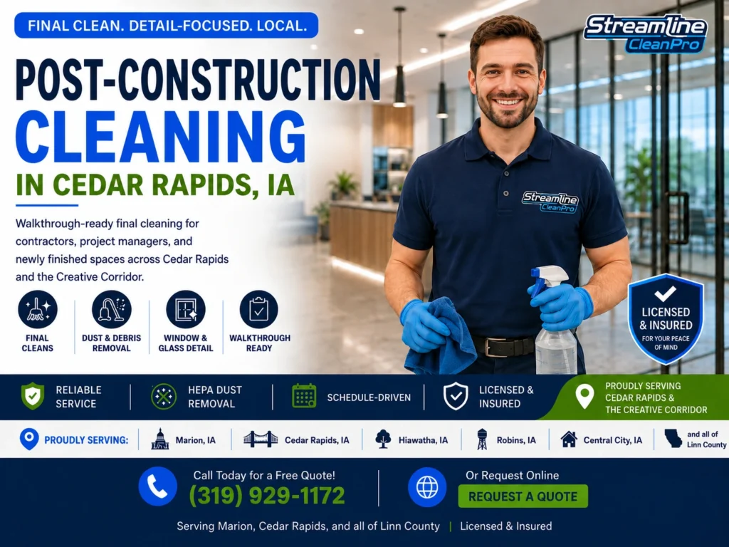 post-construction cleaning in Cedar Rapids